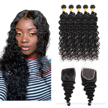 Wholesale Vendors Double drawn Human Hair Weave Bundles With Lace Frontals Closure Raw Mink Brazilian Cuticle Aligned Hair